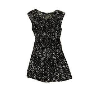 Black and White Capped Sleeve Mini Sundress - Small